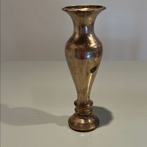 Elegant Brass Vase with scalloped edge. 12 inch high 4 in diameter at top wt 2#